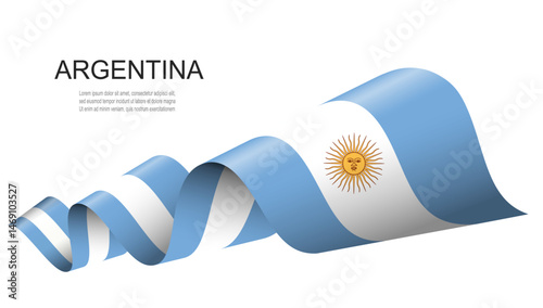 Argentina flag on a waving ribbon, Argentinean Independence Day concept design.