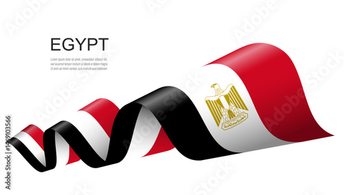Egypt flag on a waving ribbon, Egyptian Independence Day concept design.