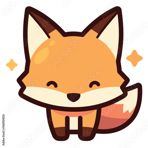 Cute, happy fox with stars.