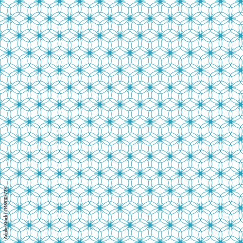 Seamless Teal Floral Pattern Geometric Design Background