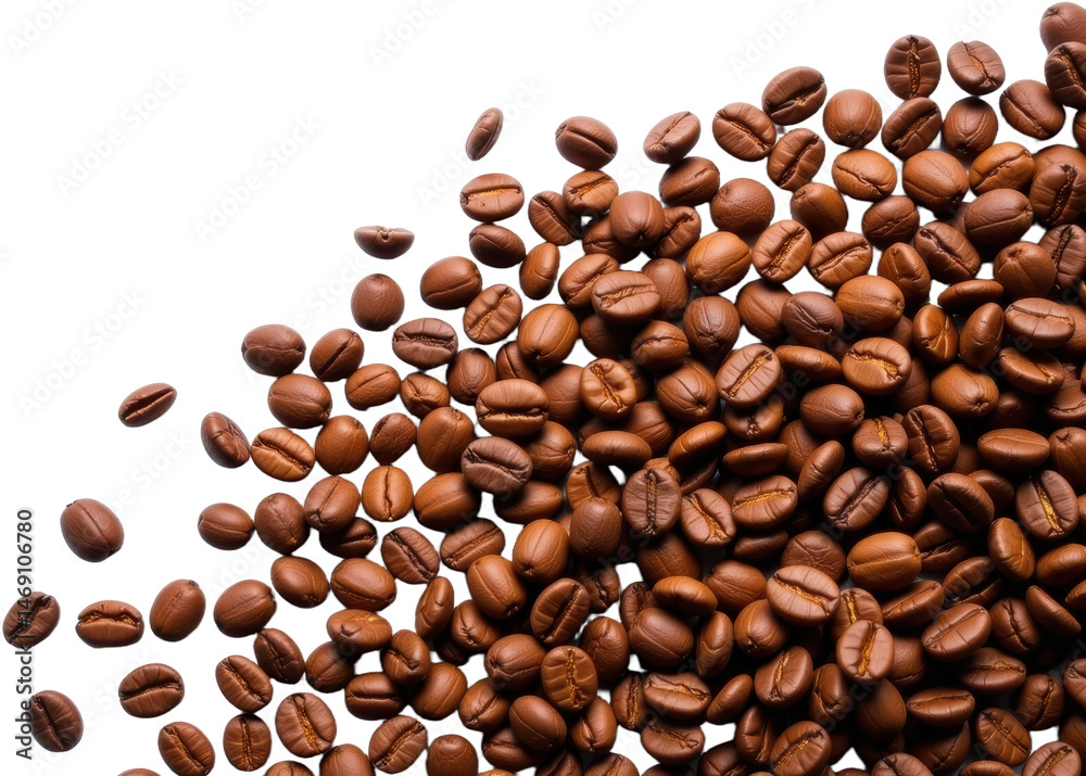 Naklejka premium Harvesting coffee beans a vibrant collection in nature's bounty at a lush plantation close-up view