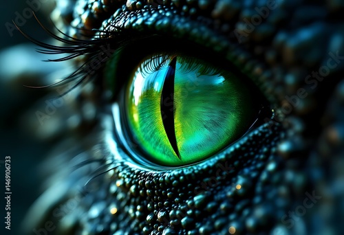 Close-up of a dragon's eye in forest