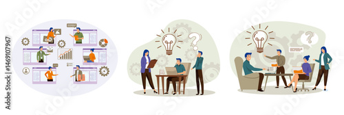 Collaborative Teamwork concept. Business team discussing ideas for start up. Team Brainstorming Session.