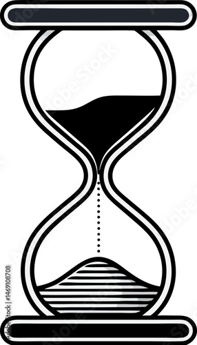 Time does not stop. Minimalist illustration of an hourglass symbolizing time passing