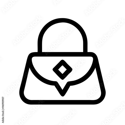 Handbag with Jewel Emblem Icon Design