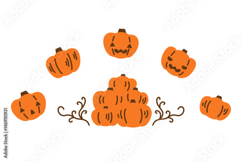 手描き風かわいいハロウィンのかぼちゃイラスト