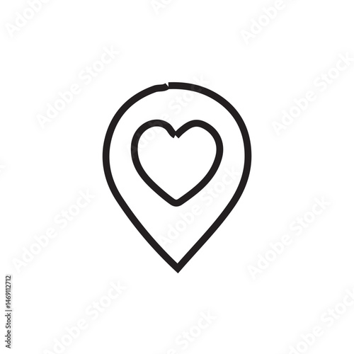 Location marker with a heart inside