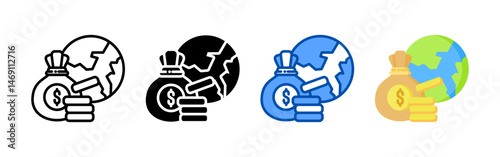 Economic icon set bundle. Multi style icon collection perfect for websites, apps, and presentations. Simple vector icon collection