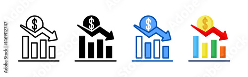 Recession icon set bundle. Multi style icon collection perfect for websites, apps, and presentations. Simple vector icon collection