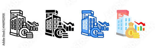 Bankruptcy icon set bundle. Multi style icon collection perfect for websites, apps, and presentations. Simple vector icon collection