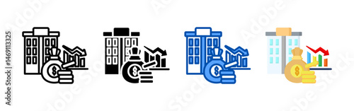 Depreciation icon set bundle. Multi style icon collection perfect for websites, apps, and presentations. Simple vector icon collection