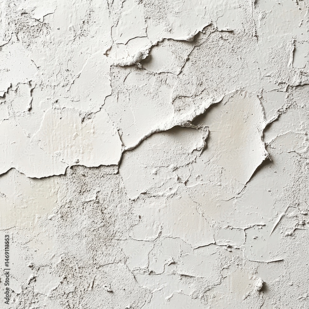 Fototapeta premium Textured Off White Wall with Cracks and Peeling Paint