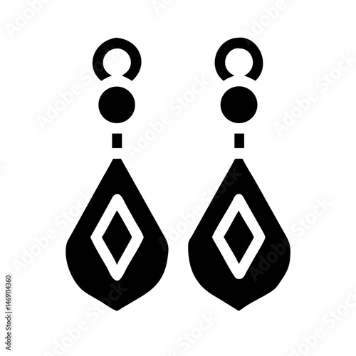 Diamond Drop Earrings Icon Design