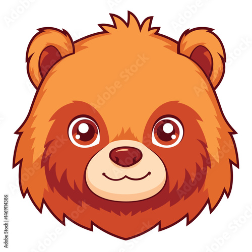 Adorable cartoon bear face with big eyes and a sweet smile.