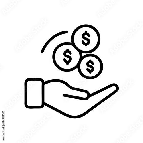 Charity Giving Coins Icon Design