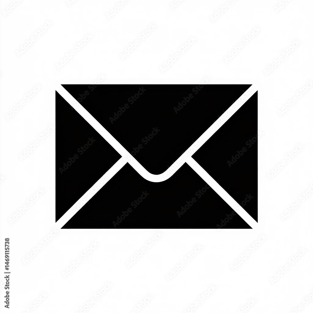 Simple Black Envelope Icon on White Background Simple Black Envelope Icon on White Background