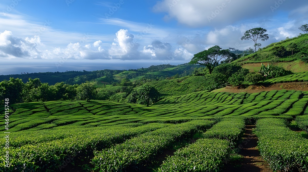 Fototapeta premium Lush tea plantation landscape