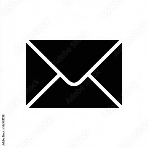 Simple Black Envelope Icon on White Background