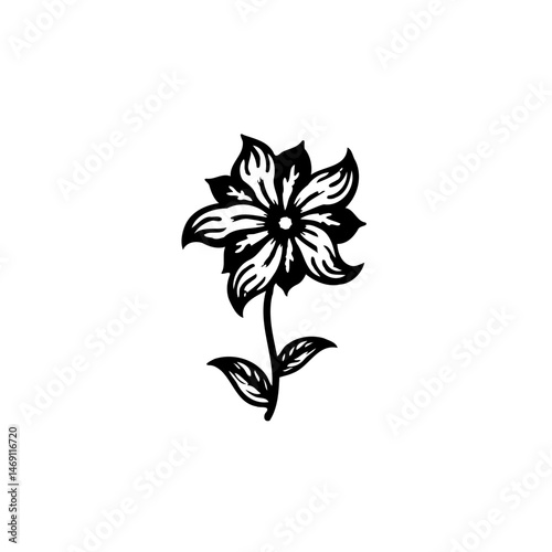 Floral graphic depiction showcasing simplistic elegance through monochromatic presentation