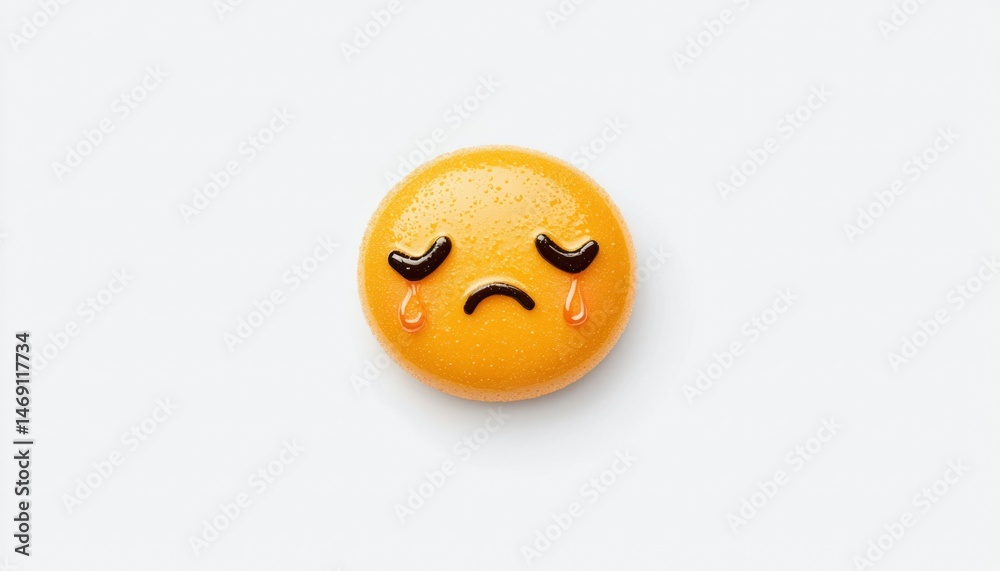 Fototapeta premium Sad emoji, round, orange