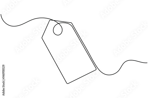 Price tag continuous one line drawing and minimalist style isolate outline unique vector
