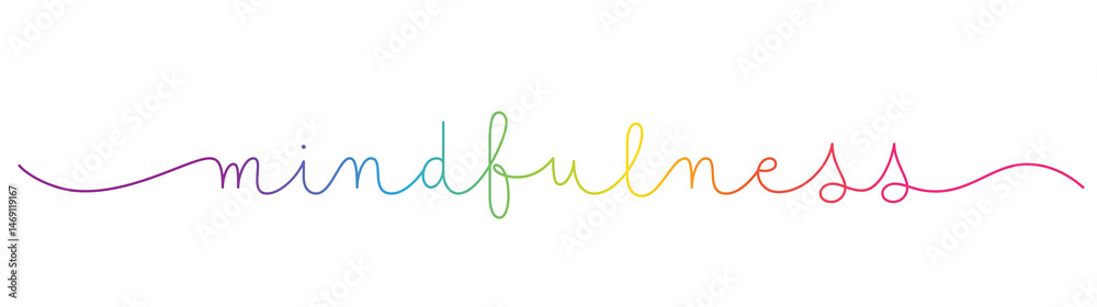 Obraz premium MINDFULNESS colourful calligraphy banner on transparent background