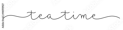 TEA TIME black calligraphy banner on transparent background