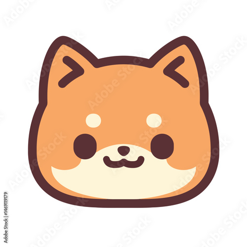 A cute Shiba Inu cartoon face with a soft, rounded style.