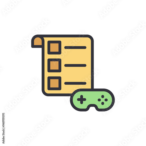 Video game tasks list icon for gaming related web and mobile applications