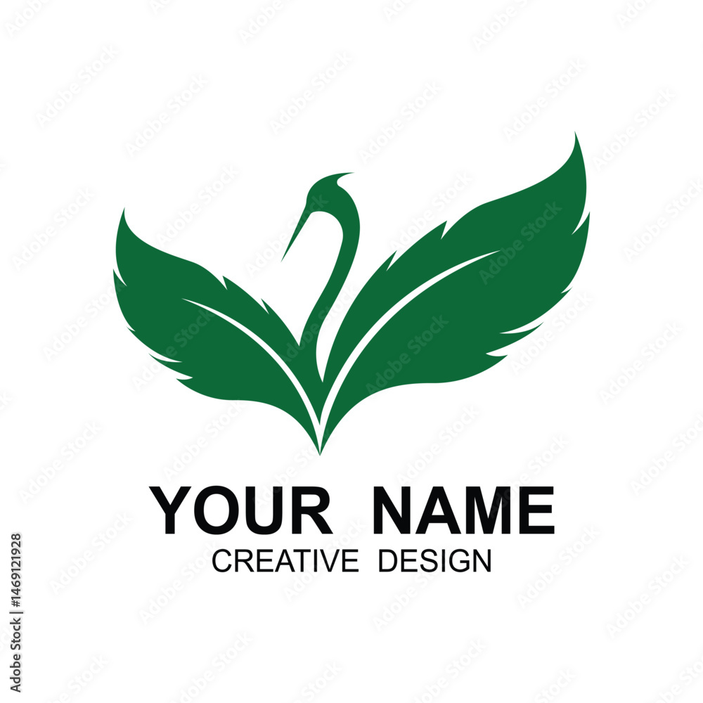 Fototapeta premium heron and leaf logo inspiration design
