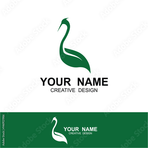 heron and leaf logo inspiration design