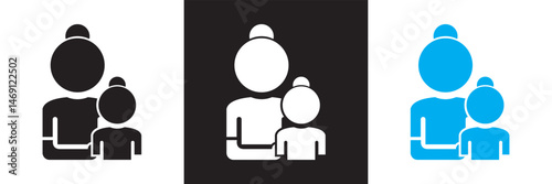 Mother and Child icon. Vector for websites, mobile interfaces, presentations, banner, visual branding etc. Vector illustration. isolated on white and black background. EPS 10
