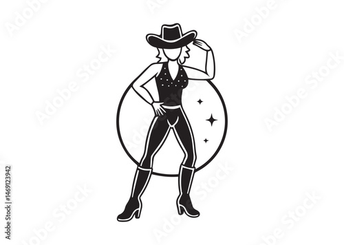 Disco Cowgirl Silhouette Vector Bachelorette Design