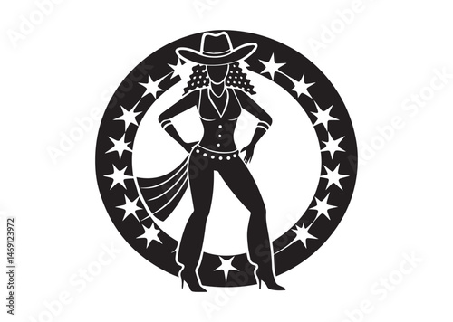 Disco Cowgirl Silhouette Vector Bachelorette Design
