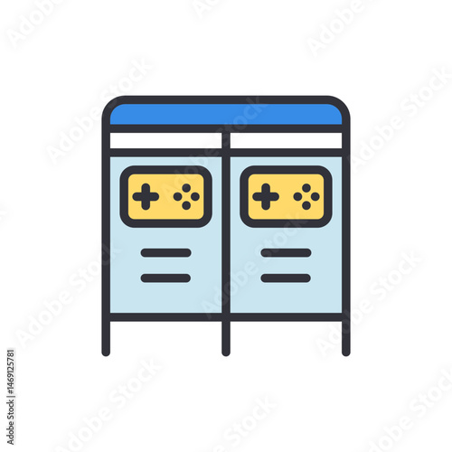Abstract Illustration of Two Lockers Representing Digital Gaming World