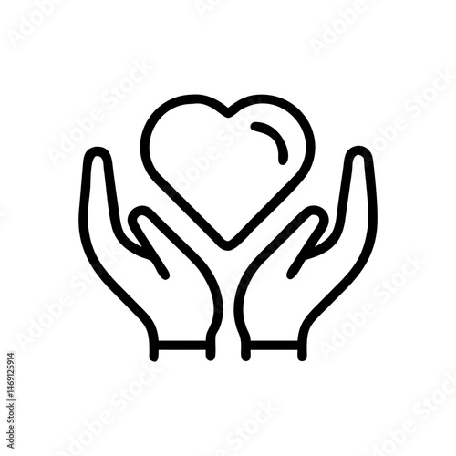 Charity Hand Heart Icon Design

