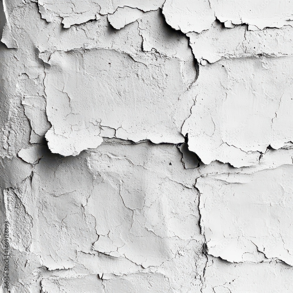 Obraz premium Weathered Gray Wall Texture Close Up of Cracked and Peeling Paint
