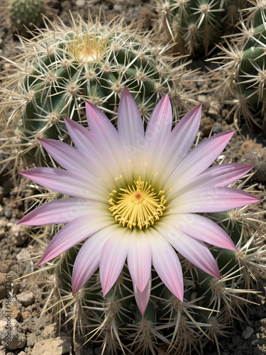 Gymnocalycium ,Gymnocalycium mihanovichii or gymnocalycium mihanovichii variegated with flower or cactus flower photo