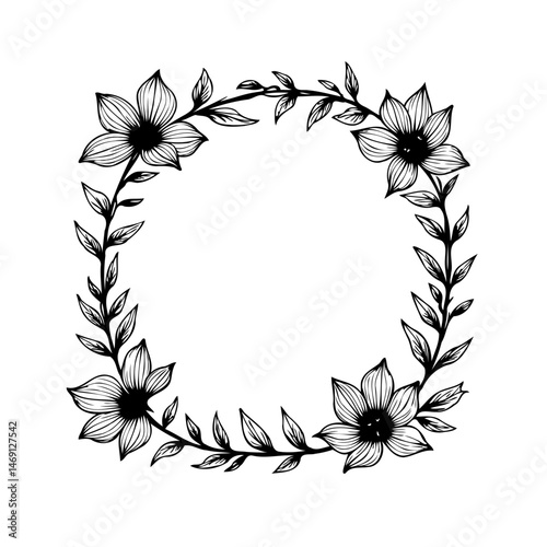 Elegant botanical wreath illustration for invitation or decoration purpose