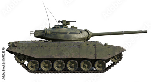 Isolated Camouflage Tank Military Armored Vehicle