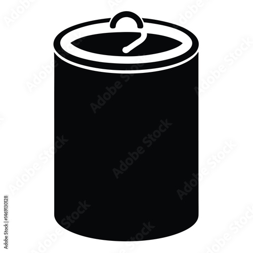 A vector illustration shows an isolated red metal tin can, a container perhaps for food or drink, set against a white background