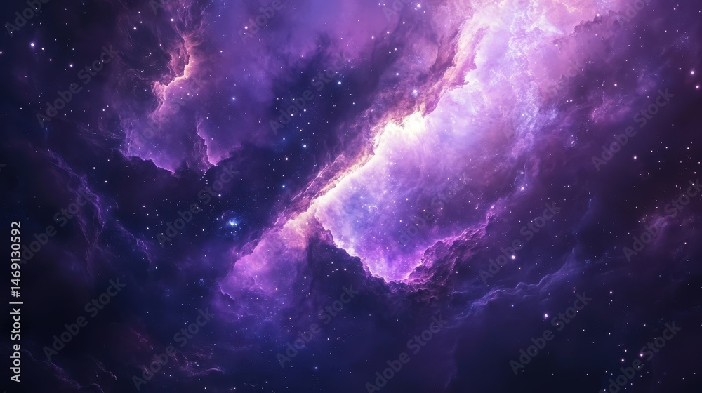 Naklejka premium A Stunning View of a Purple Galaxy Filled with Stars and Cosmic Clouds