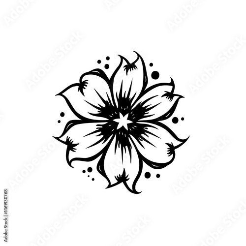 Elegant floral design in monochrome evoking stylized natural simplicity