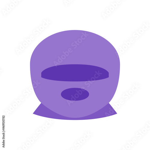 A purple balaclava covering the head and face with openings for the eyes and mouth is displayed