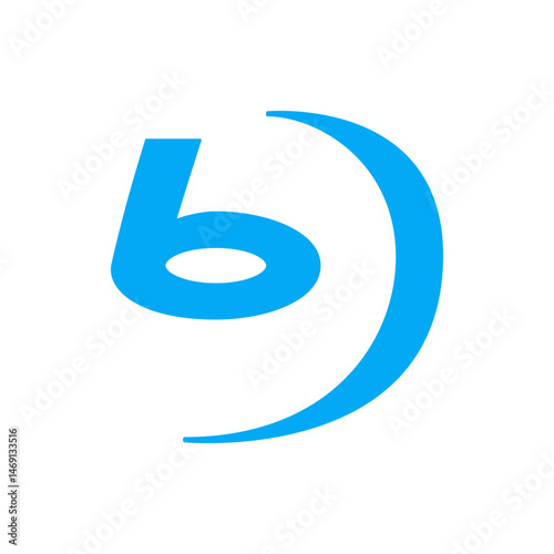 Illustration of a blue blu ray disc logo with a stylized shape on a white background centered image