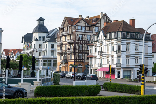 Cosy seaside holiday village on North Sea, built in belle epoque style in Flanders, De Haan or Le Coq sur Mer, Belgium