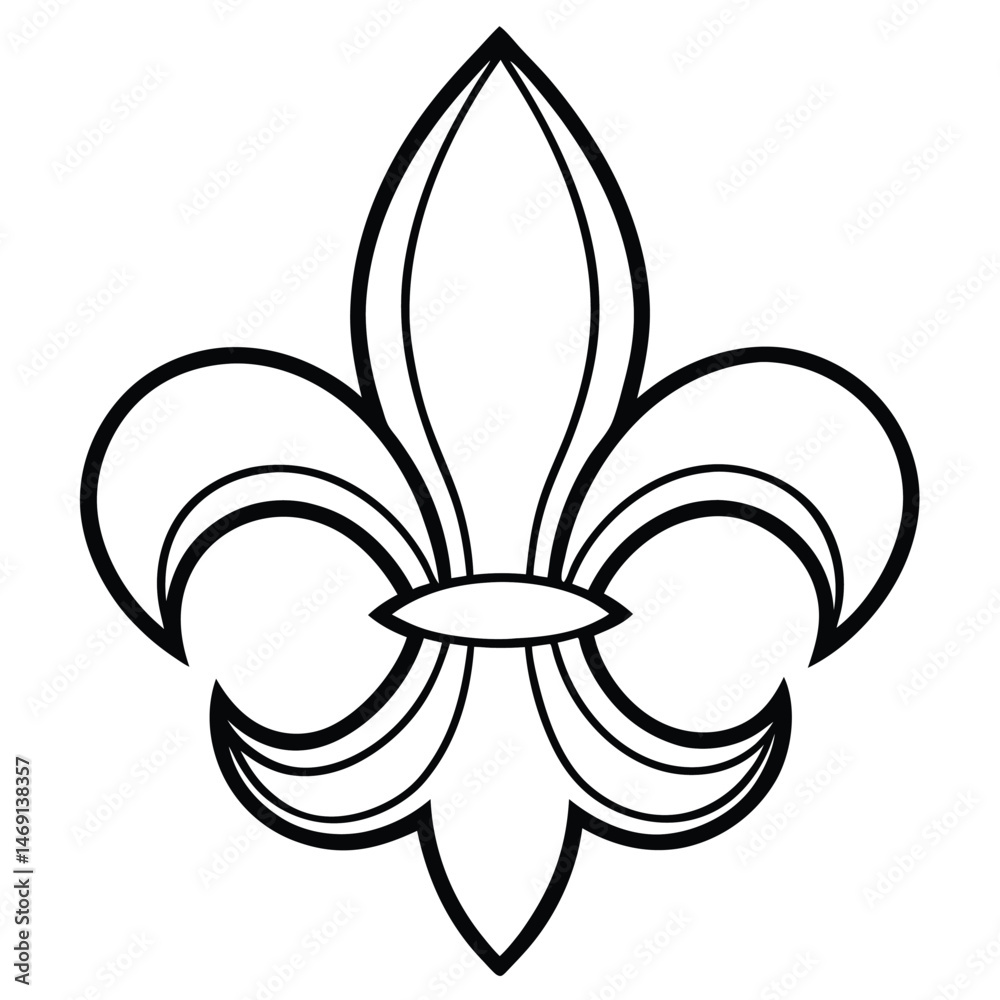 This fleur de lis vector symbol, an iconic design often used in tribal art and as a decoration, resembles a stylized insect or perhaps a biohazard sign This fleur de lis vector symbol, an iconic design often used in tribal art and as a decoration, resembles a stylized insect or perhaps a biohazard sign