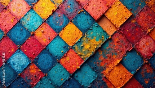 Abstract geometric shapes form a simple repeating pattern on a textured background , surface, triangles