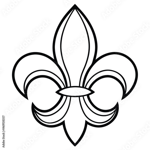 This fleur de lis vector symbol, an iconic design often used in tribal art and as a decoration, resembles a stylized insect or perhaps a biohazard sign