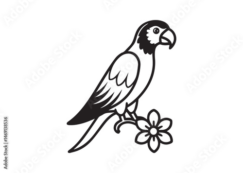 Parrot With Flower Silhouette Vector